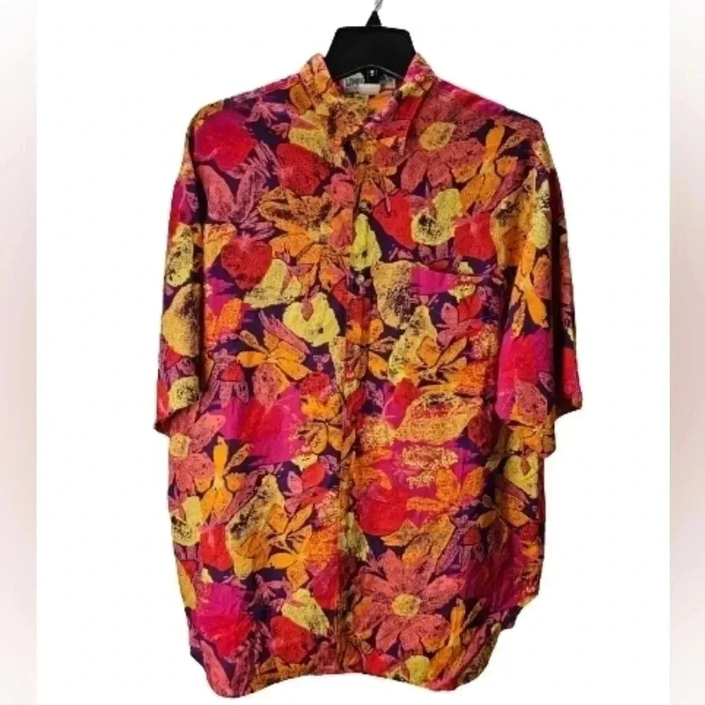 Vintage Unionbay Hawaiian Floral Shirt Men’s Medium Retro Button Up
